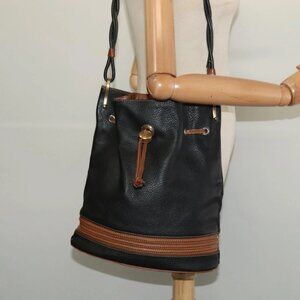 GUCCI Shoulder Bag Leather Black Auth 139755